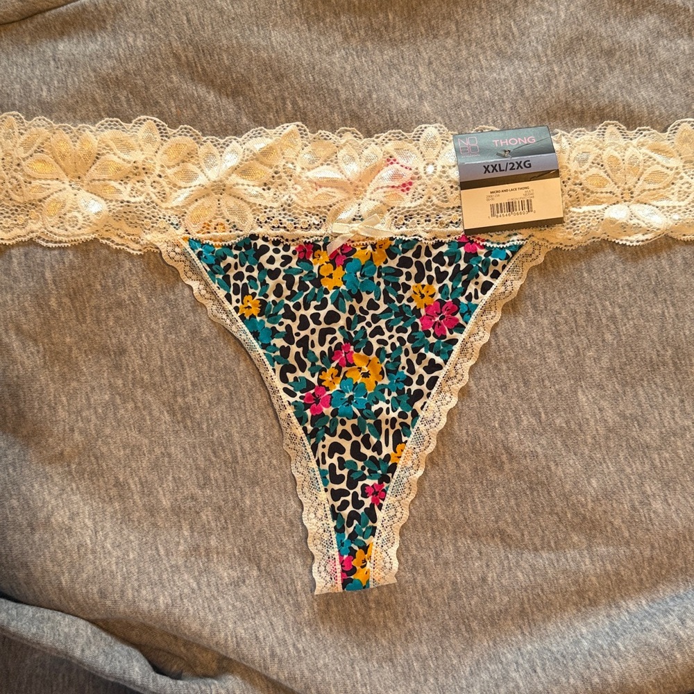 Floral Lace Thong - Multicolor